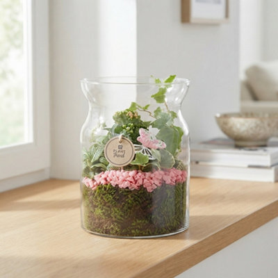 Pink And White Floral Arrangement In Glass Vase - 19Cm - image 1
