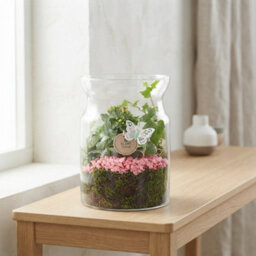 Pink And White Floral Arrangement In Glass Vase - 19Cm - thumbnail 8