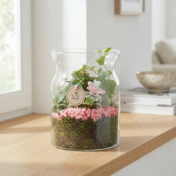 Pink And White Floral Arrangement In Glass Vase - 19Cm - thumbnail 1