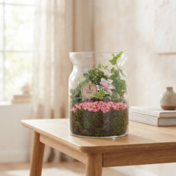 Pink And White Floral Arrangement In Glass Vase - 19Cm - thumbnail 4