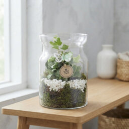 Pink And White Floral Arrangement In Glass Vase - 19Cm - thumbnail 5