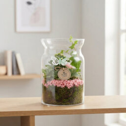Pink And White Floral Arrangement In Glass Vase - 19Cm - thumbnail 3