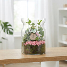 Pink And White Floral Arrangement In Glass Vase - 19Cm - thumbnail 6