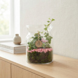 Pink And White Floral Arrangement In Glass Vase - 19Cm - thumbnail 7