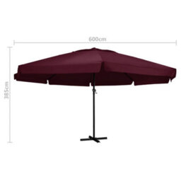 Berkfield Outdoor Parasol With Aluminium Pole 600 Cm Bordeaux Red - thumbnail 5
