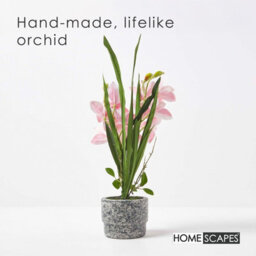 Homescapes Artificial Pink Cymbidium Orchid Plant In Cement Pot, 2 Stems, 58 Cm Realistic Indoor Artificial Flower - thumbnail 2