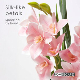 Homescapes Artificial Pink Cymbidium Orchid Plant In Cement Pot, 2 Stems, 58 Cm Realistic Indoor Artificial Flower - thumbnail 3