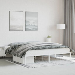 Berkfield Metal Bed Frame Without Mattress White 193X203Cm - thumbnail 1