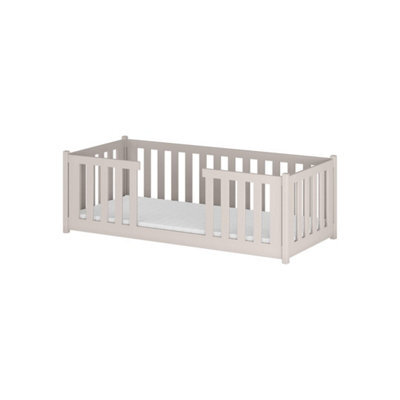 Arte Wooden Single Bed Ferro In Cashmere 90X190Cm - Elegant Low Profile With High Guard Panels - image 1