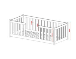 Arte Wooden Single Bed Ferro In Cashmere 90X190Cm - Elegant Low Profile With High Guard Panels - thumbnail 2
