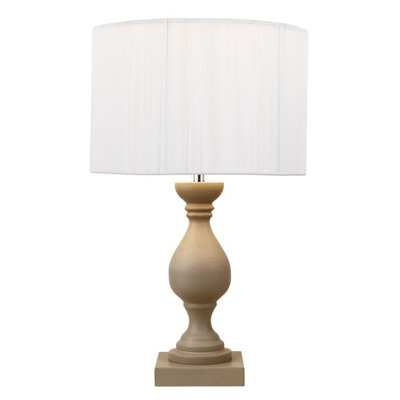 Lighting Supermarket Fengate Stone Effect Grey Table Lamp With Ivory Silk String Shade - image 1