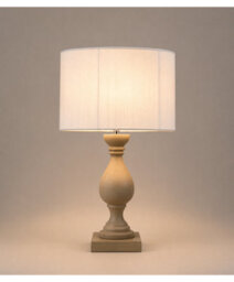 Lighting Supermarket Fengate Stone Effect Grey Table Lamp With Ivory Silk String Shade - thumbnail 2