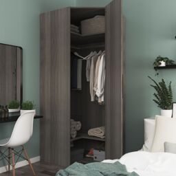 GoodHome Atomia Freestanding Matt Grey Oak Effect Particle Board Wardrobe (H)2250mm (W)1300mm (D)580mm - thumbnail 5