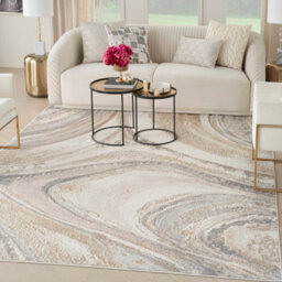 Cream Grey Abstract Modern Living Room Bedroom & Dining Room Rug-274Cm X 366Cm