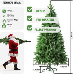 Tectake Christmas Tree - Artificial Christmas Tree With Injection-Moulded Needles And Bendable Branches - 180 Cm - Green - thumbnail 6