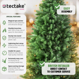 Tectake Christmas Tree - Artificial Christmas Tree With Injection-Moulded Needles And Bendable Branches - 180 Cm - Green - thumbnail 2