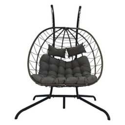 Birchtree Double Hanging Egg Chair W/ Stand Garden Swing Hammock Chair Patio Pe Rattan - thumbnail 6