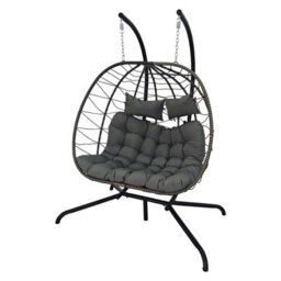 Birchtree Double Hanging Egg Chair W/ Stand Garden Swing Hammock Chair Patio Pe Rattan - thumbnail 7