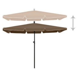 Berkfield Durable Garden Parasol With Pole 210X140 Cm Taupe - thumbnail 3