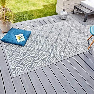 Marco Paul Grey Large Al Fresco Indoor Outdoor Patterned Rug - image 1