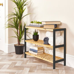 Keplin 3 Tier Natural Bamboo Shoe Rack 55X70X55 Cm, Easy Assembly & Strong Design Shelf Organiser, Natural Wooden & Black - thumbnail 7