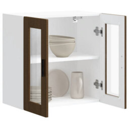 Berkfield Kitchen Wall Cabinet With Glass Door Porto Brown Oak - thumbnail 5
