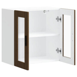 Berkfield Kitchen Wall Cabinet With Glass Door Porto Brown Oak - thumbnail 6