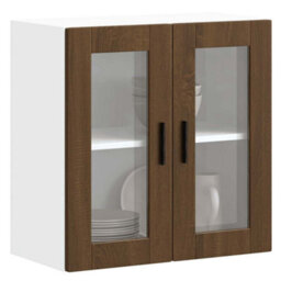 Berkfield Kitchen Wall Cabinet With Glass Door Porto Brown Oak