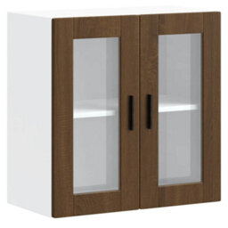 Berkfield Kitchen Wall Cabinet With Glass Door Porto Brown Oak - thumbnail 2