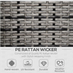 Outsunny Rattan Garden Armchair, Cushioned Single Rattan Chair, Grey - thumbnail 4