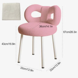 Pink Bouclé Butterfly Back Vanity Stool With Metal Legs - thumbnail 2