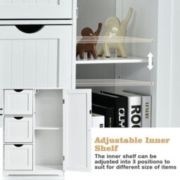 Costway Bathroom Floor Cabinet Storage Cupboard Organizer W/adjustable Shelf & 3 Drawers - thumbnail 5
