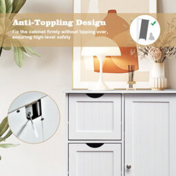 Costway Bathroom Floor Cabinet Storage Cupboard Organizer W/adjustable Shelf & 3 Drawers - thumbnail 4