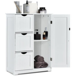 Costway Bathroom Floor Cabinet Storage Cupboard Organizer W/adjustable Shelf & 3 Drawers - thumbnail 9