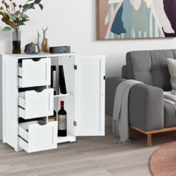 Costway Bathroom Floor Cabinet Storage Cupboard Organizer W/adjustable Shelf & 3 Drawers - thumbnail 8