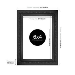 6X4 Black Ornate Picture Frame (15.2 X 10.2Cm) Poster, Photo, Artwork, Gallery Wall Or Print - thumbnail 2