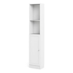 Furniture To Go Basic Tall Narrow Combination Storage Bookcase In White (4 Shelves) With Glass White Door - thumbnail 6
