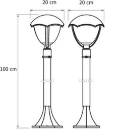 CGC Lighting Cgc Black Curved Post Bollard Coach Lantern Outdoor Garden Light - thumbnail 4