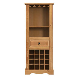 Mexican Pine Wooden Drinks Cabinet Freestanding Wine Bottle Storage Rack - thumbnail 3