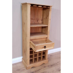 Mexican Pine Wooden Drinks Cabinet Freestanding Wine Bottle Storage Rack - thumbnail 6