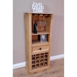 Mexican Pine Wooden Drinks Cabinet Freestanding Wine Bottle Storage Rack - thumbnail 5