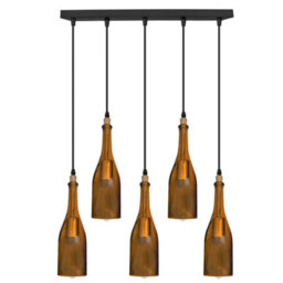 Classic Cluster Ceiling Pendant Light With  5 Wine Bottle Glass Shades Hanging Lights - thumbnail 1