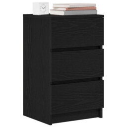 Vidaxl Bedside Cabinets With 3 Drawers 2 Pcs Black 39X35X65 Cm Bedside Cabinets - thumbnail 4
