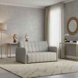 Viva Grand Iii Upholstered Sofa Bed With Sleeping Function Storage Compartment Wooden Legs Living Room 145Cm Light Grey - thumbnail 2