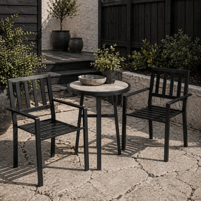 Wyld Haus Nalane 3-Piece Patio Bistro Set - Round Table And 2 Stackable Chairs, Grey Black - image 1