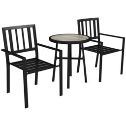 Wyld Haus Nalane 3-Piece Patio Bistro Set - Round Table And 2 Stackable Chairs, Grey Black - thumbnail 2