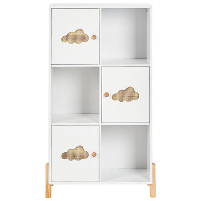 Wyld And Coco Brightnest Cloud Motif Bookcase, White Mdf With Pine Legs, W60 X D30 X H111Cm - image 1