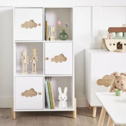 Wyld And Coco Brightnest Cloud Motif Bookcase, White Mdf With Pine Legs, W60 X D30 X H111Cm - thumbnail 2