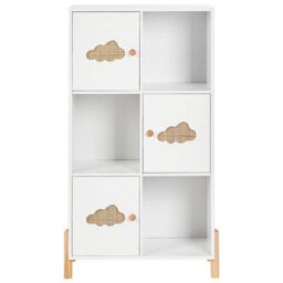 Wyld And Coco Brightnest Cloud Motif Bookcase, White Mdf With Pine Legs, W60 X D30 X H111Cm - thumbnail 1