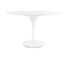 Fusion Living Tulip Set - White Large Circular Table And Four Chairs With Pu Cushion Red - thumbnail 1